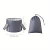 Bieqiair Travel Camping Foldable Basin Washbasin Bucket Bathroom Folding Basin Foot Bath Sink Foot Soak Bag Folding Foot Bath Bucket(A Khaki Trumpet) view 2