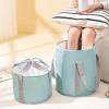 Bieqiair Travel Camping Foldable Basin Washbasin Bucket Bathroom Folding Basin Foot Bath Sink Foot Soak Bag Folding Foot Bath Bucket(A Khaki Trumpet) view 4