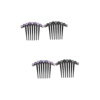BIUDECO 4pcs Flower Rhinestone Hair Combs Stylish Headdress for Women Versatile Hair Accessories for Updos Random Colors Easy to Wear for Hairstyles