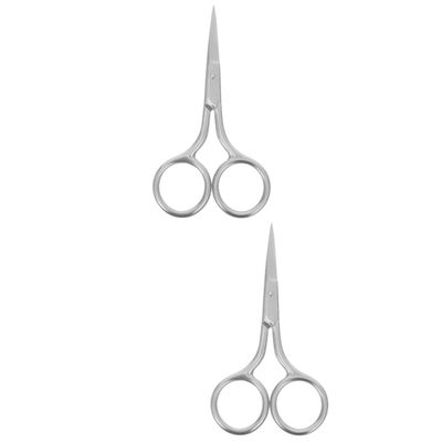 Beatifufu 2pcs Compact Eyebrow Scissors Portable Grooming Tool for Eyebrow Nose Hair Facial Hair Trimming Ergonomic Design for Comfortable to Hold and Use Travel