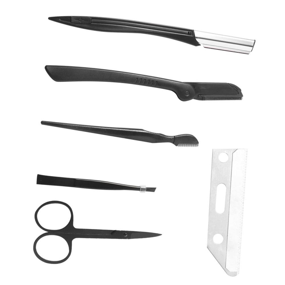 HAPINARY Eyebrow Trimming Kit Eyebrow Razor Tweezers Comb for Shaping Durable Stainless Steel Makeup Tools for Women Travel-Friendly Black Design