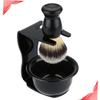 Mikinona High-End Badger Hair Shaving Brush Set Bowl  Beard Brush Tool for Men for Wet Shaving and Grooming view 3