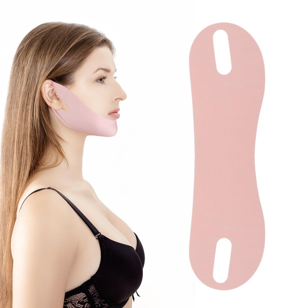 Thinp Double Chin Reducer, Reusable V Line Face Lifting Chin Mask Chin Strap for Double Chin Face Lifting Belt Chin Lift Mask for Skin Tightening and Preventing Sagging (Pink)