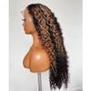 180 Density Highlight Brazilian Human Hair Ombre Blonde 13X4 HD Transparent Lace Front Wigs Water Wave HD Glueless Lace Frontal Wigs with Bleached Knots for Women Curly Human Hair Wig Pre Plucked view 1
