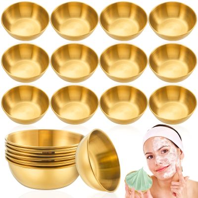 Teenyyou 12 Pcs 3.23 in Face Mask Mixing Bowl, Stainless Steel, Gold