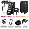 BYOOTIQUE Portable Nail Tech Desk with Drawers Pedicure Stool Beauty Salon Manicure Desk Station on Wheels Rolling Cosmetic Case for Manicurist Makeup Artist Esthetician Barbershop Hairstylist view 4