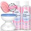 Alyfini Makeup Cleaning Tool Kit - Electric Makeup Brush Cleaner Machine and Makeup Brush Sponge Cleaner Solution Concentrate, Foldable Silicone Bowl view 1
