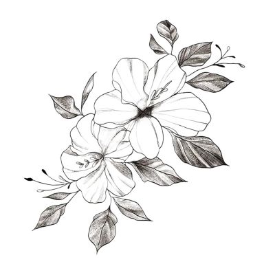 12pcs Plain Flower Tattoo Stickers Waterproof Female Long-Lasting Dark Black Clavicle Arm Tattoo Large Pattern