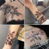 12pcs Plain Flower Tattoo Stickers Waterproof Female Long-Lasting Dark Black Clavicle Arm Tattoo Large Pattern view 3