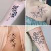 12pcs Plain Flower Tattoo Stickers Waterproof Female Long-Lasting Dark Black Clavicle Arm Tattoo Large Pattern view 4