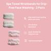 Mei Apothecary 2 Pairs Skincare Wristbands, Wrist Bands for Washing Face, Drip-Free Spa Makeup Wristbands, Pink & White view 4