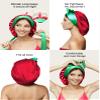100% Mulberry Silk Bonnet for Sleeping Women with Wonder Loop Tie  Adjustable No-Slip Silk Sleep Cap, Reversible Silk Hair Wrap for Sleeping, Hair Bonnet for Curly Hair, Long Hair & Waves - Red view 2