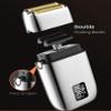 Supercap - Electric Foil Shaver for Men, Portable Electric Razor with Double Floating Blade, 3 Speeds, USB Rechargeable, LED Display, Waterproof (Silver) view 2