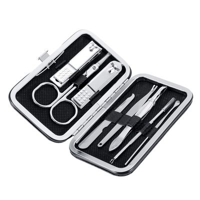 8pcs Stainless Steel Nail Clipper Kit, Professional Portable Nail Care Kit Nail Manicure Kit Nail Grooming Kit Ingrown Toenail Removal Kit for Fingers and Toes (Blcak)