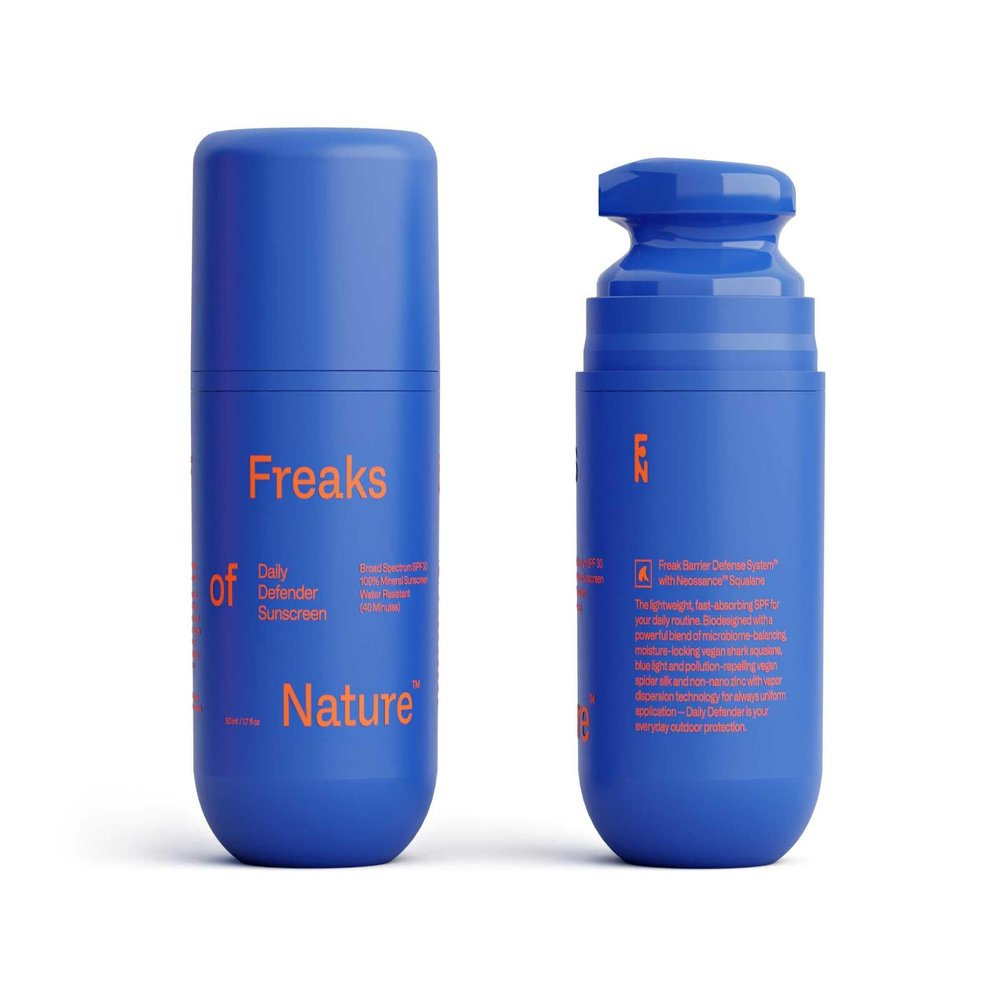 Freaks of Nature Daily Defender SPF 30 | 100% Mineral Sunscreen | Lightweight, Fast-Absorbing, 40-Min Water-Resistant | Plant-Based, Eco-Friendly, Reef-Safe, Cruelty-Free | All Skin Types | 1.7 oz