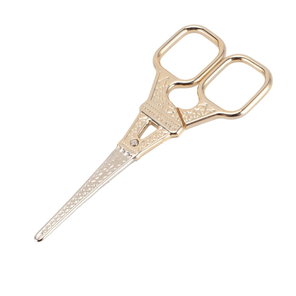 Beauty Scissor Stainless Steel Multifunctional Rounded Head Portable Small Grooming Scissor Applicable for Eyebrow Nose Hair Trimming (Gold)
