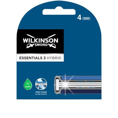Wilkinson Sword - Extra 3 Essentials Hybrid Disposable Shaver - Men's 3-Blade Shaver - 4 Pack Charger