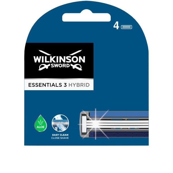 Wilkinson Sword - Extra 3 Essentials Hybrid Disposable Shaver - Men's 3-Blade Shaver - 4 Pack Charger