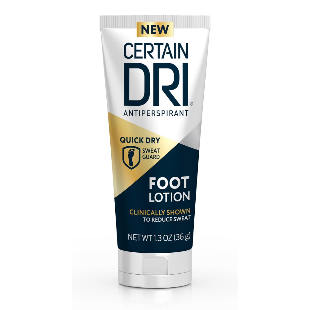 Certain Dri Antiperspirant Foot Lotion, 24-Hour Sweat & Odor Protection, Quick-Drying & Non-Sticky Formula, Dermatologist-Tested, Doctor-Recommended, 1.3 oz