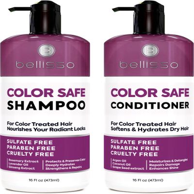 Color Safe Shampoo and Conditioner Set Anti-Fade Protection for Color Treated, Dyed & Highlighted Hair Sulfate & Paraben Free, Hydrating Formula with Rosemary, Coconut & Argan Oil for Women & Men