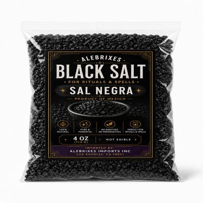 Alebrixes - Black Salt 4 Oz (114 g) | Black Salt For Protection Rituals - Sal Negra para Rituales de Proteccion | Witches & Wiccan Witchcraft Supplies | Imported from Mexico