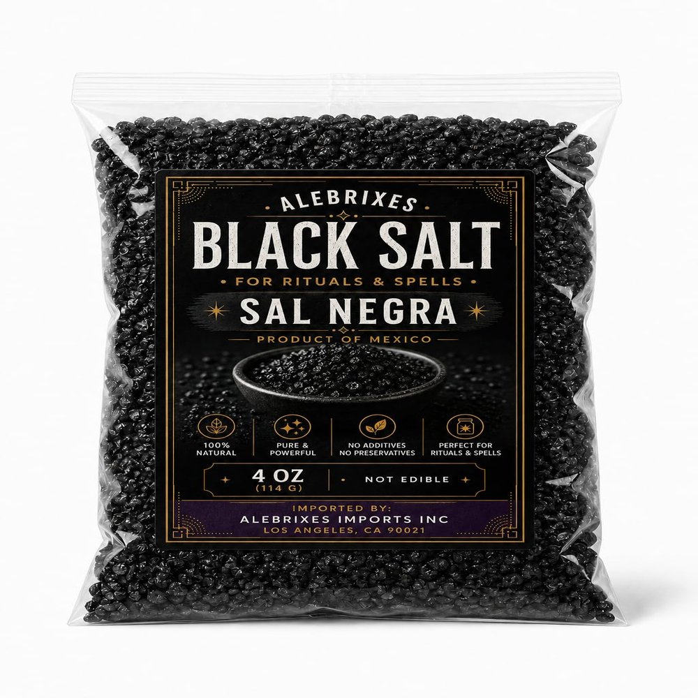 Alebrixes - Black Salt 4 Oz (114 g) | Black Salt For Protection Rituals - Sal Negra para Rituales de Proteccion | Witches & Wiccan Witchcraft Supplies | Imported from Mexico