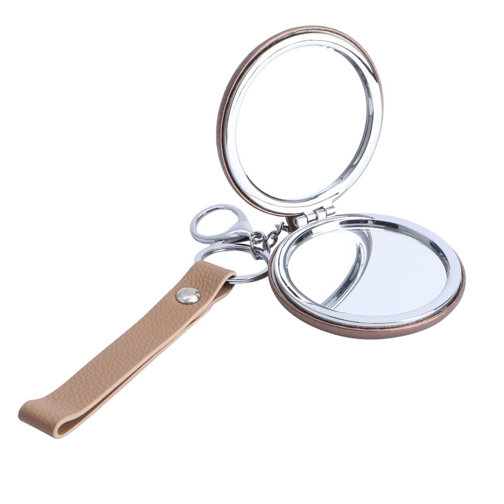 Golden Keychain Mirror Pendant, Folding Double-Sided Mini Makeup Mirror