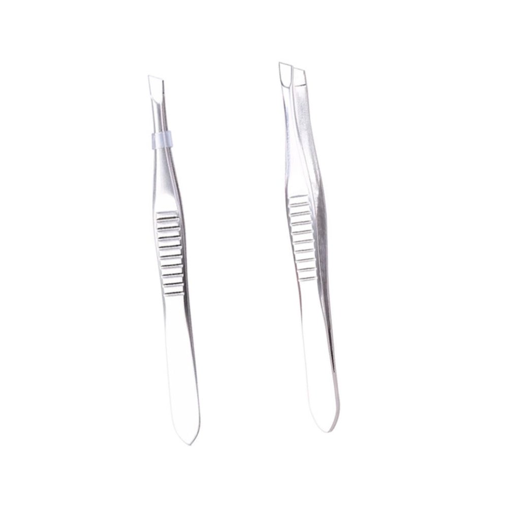 Beatifufu 2pcs Stainless Steel Eyebrow Clip Tweezers for Hair Removal Eyebrow Plucker Makeup Tools Safe Precise for Women Random Color