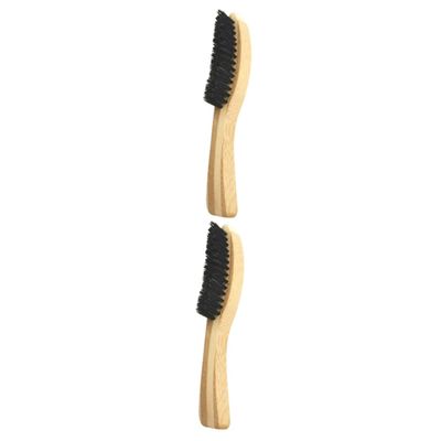 FOYTOKI 2pcs Practical Beard Cleaning Brush Solid Wood Handle Beard Shaving Brush for Home Use