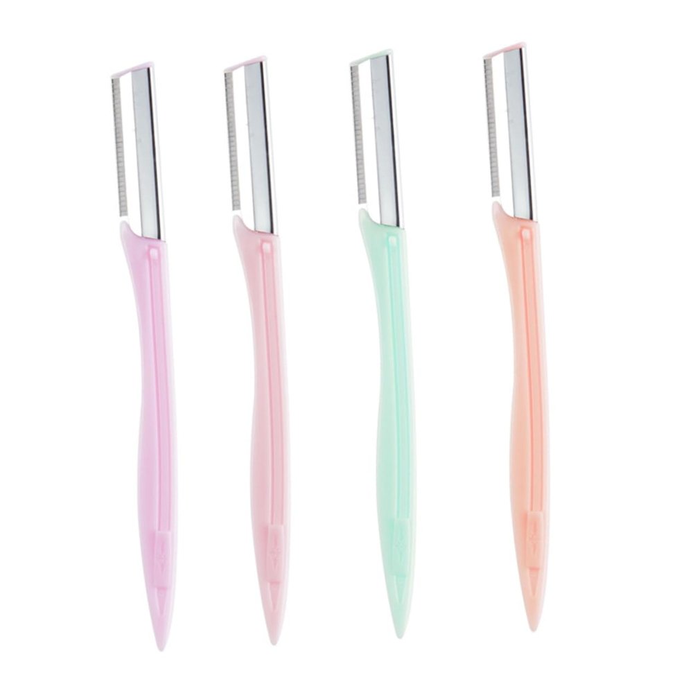 HONMEET 4sets Portable Eyebrow Shaper Razor Set Stainless Steel Eyebrow Trimmer with Storage Case for Precise Grooming and Easy Control for Makeup Care and Beginners