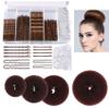 BoAn 304 PCS Hair Bun Maker Set, 4 Sizes Donut Bun Maker for Hair, 100 U-shaped Hair Pins, 100 Bobby Pins and 100 Elastic Rubber Bands, Ballet Bun for Women and Kids, with Box(Brown) view 1