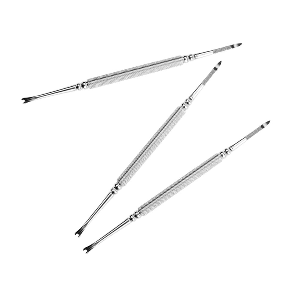 NOLITOY 3pcs Nail Art Pick Dead Skin Fork Manicure Tool Cuticle Remover Cuticle Tools