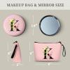 Birthday Thank You Appreciation Monogrammed Gifts for Mom Aunt Teacher Sister Friend Coworkers Bride Bridesmaid Makeup Cosmetic Bag with Mirror Mothers Day Christmas Graduation K view 2