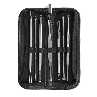 HONMEET 7pcs Comedone Extractor Tool Kit for Blackhead Removal Professional Facial Blemish Remover and Spoon Tips Pimple and Treatment