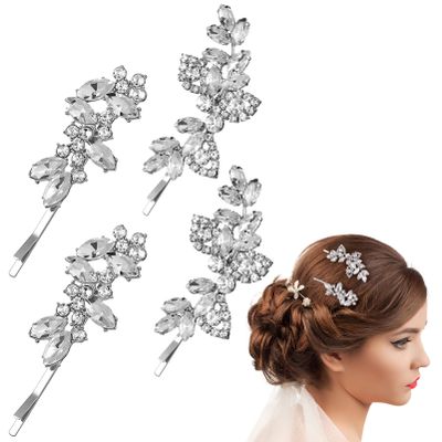 Beaupretty 4pcs Rhinestone Hair for Brides Decorative Hair Clips for Weddings and Dance Elegant Bridal Barrettes for Women and Girls