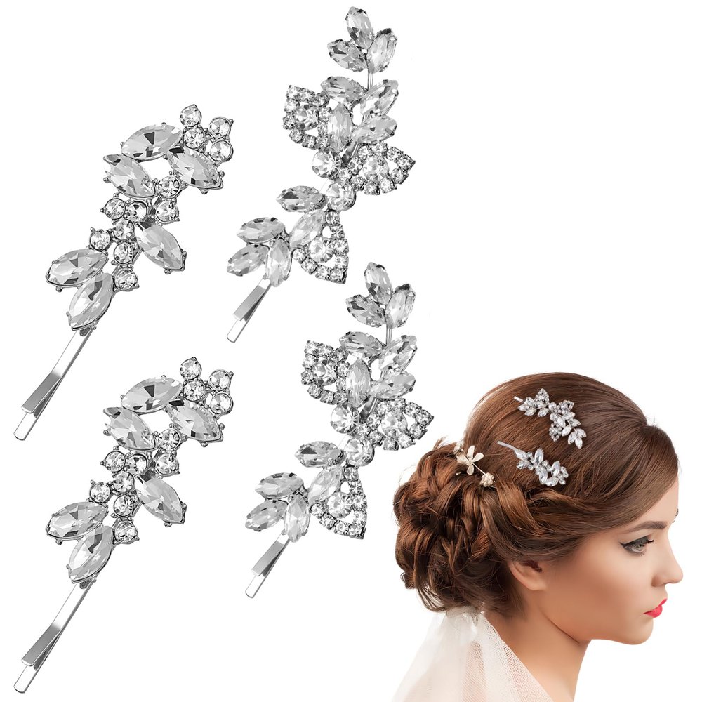 Beaupretty 4pcs Rhinestone Hair for Brides Decorative Hair Clips for Weddings and Dance Elegant Bridal Barrettes for Women and Girls