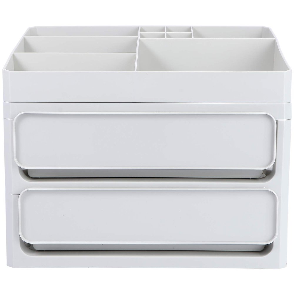 IWOWHERO Multifunctional Plastic Cosmetics Organizer with Layers Space-saving Makeup Storage Box for Sundries and Brushes for Vanity and Home Easy to Use and Clean