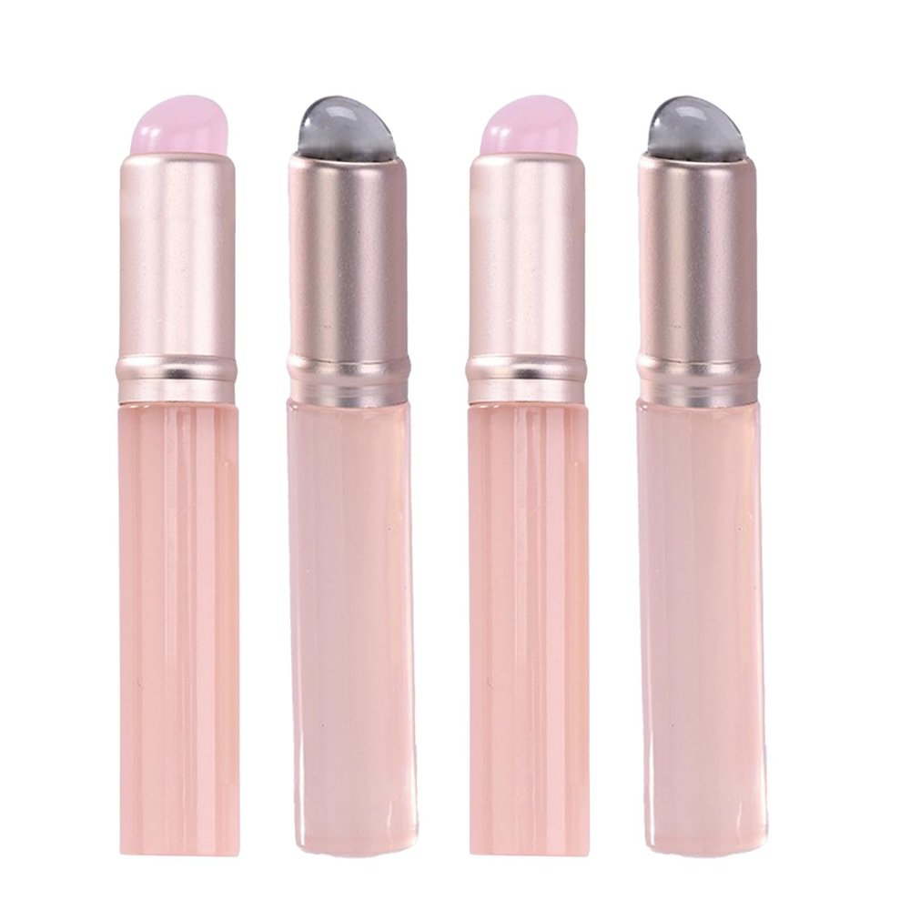 4pcs Silicone Lip Brush With Cap - Reusable Makeup Applicator for Lipstick, Concealer, Mask Balm - Round Head Portable Brushes With Lids
