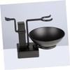 Outanaya 2pcs Shaving Brush Holder Set Metal Shaving Bowl and Stand Resistant Black for Men Grooming Essentials view 4
