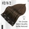 Full Shine Clip in Hair Extensions 3 Pcs 60 G Balayage Dark Brown Ombre Ash Brown Human Hair Extensions Clip ins 14 Inch view 2