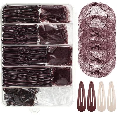 368 Pcs Dance Hair Accessories Kit - Brown Bobby Pins Hair Pins for Women Hair Rubber Bands Hair Clips Hair Nets for Buns, Ballet Dance Competition Must Haves for Girls Women