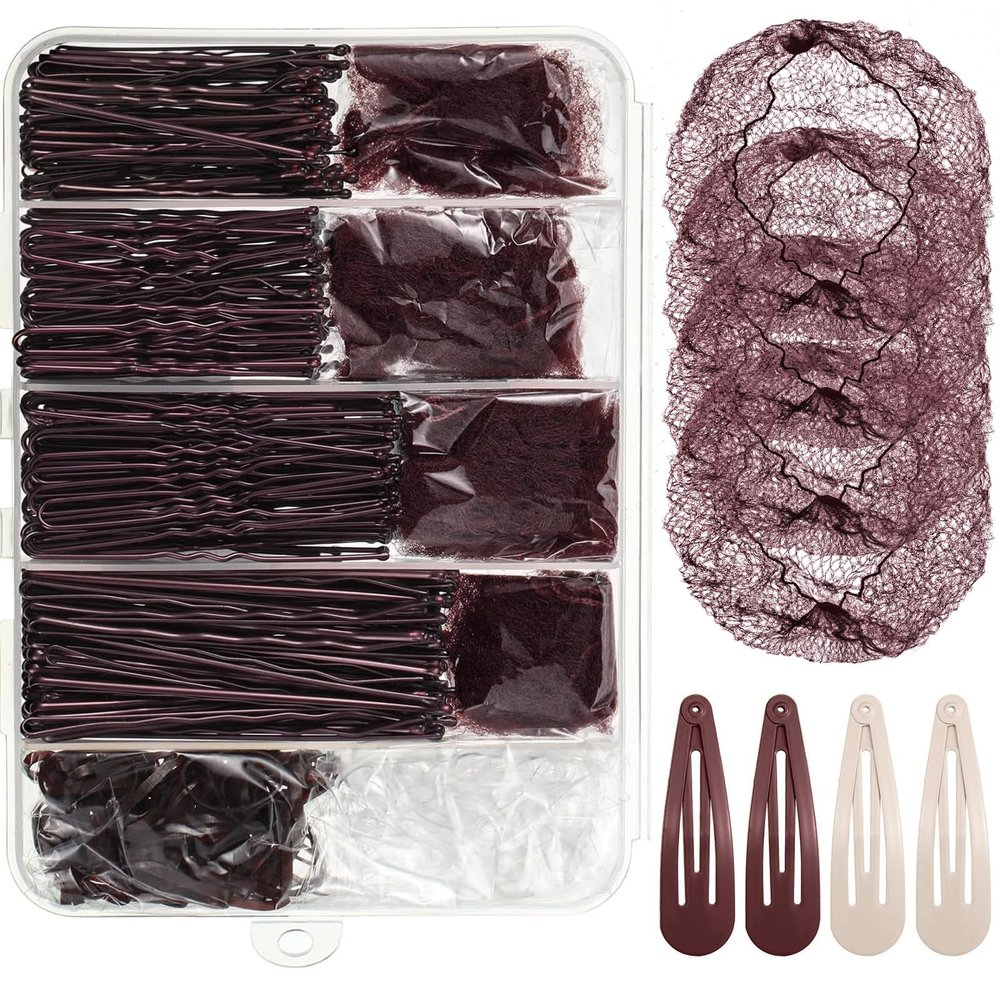 368 Pcs Dance Hair Accessories Kit - Brown Bobby Pins Hair Pins for Women Hair Rubber Bands Hair Clips Hair Nets for Buns, Ballet Dance Competition Must Haves for Girls Women