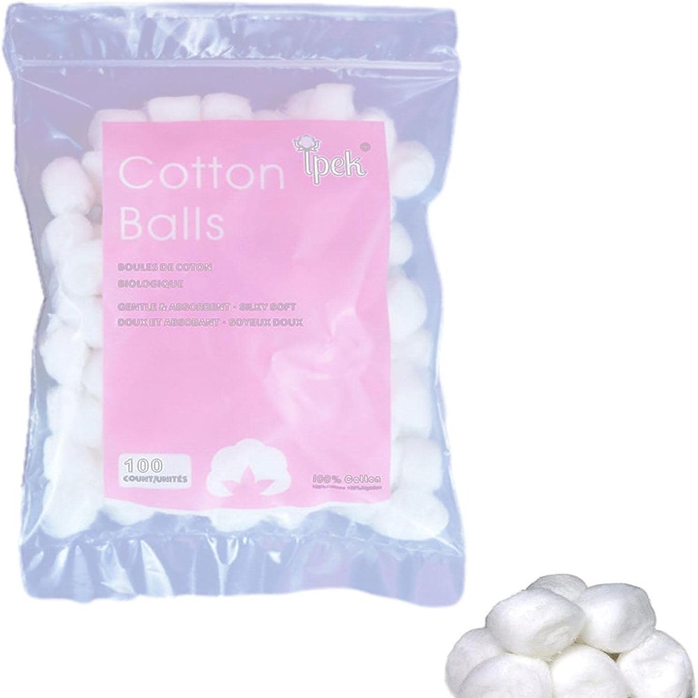 Cotton Balls, Pure Cotton Balls, Absorbent, 100 Count - Soft, Multipurpose Cotton Balls for Makeup Removal, Outdoor Traveling Everyday Use Cotton Balls, White