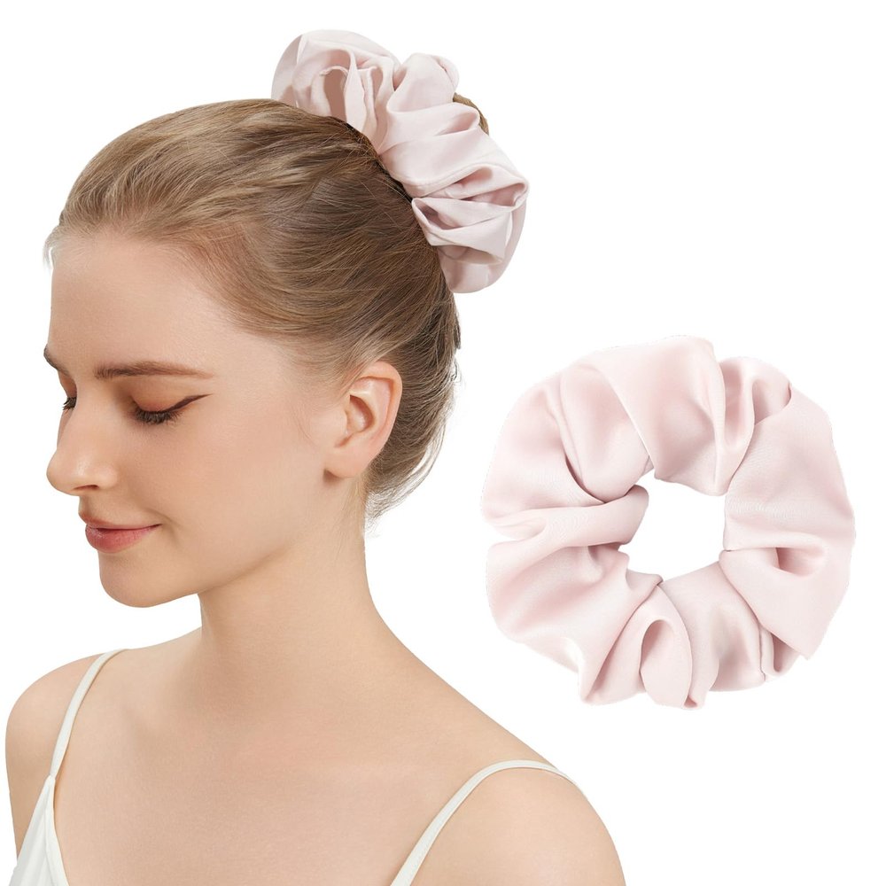 100% Mulberry Silk Scrunchies for Women, Oversized XL Hair Tie for Sleeping, Curly Thick or Thin Hair, No Damage Soft Silk Hair Accessory