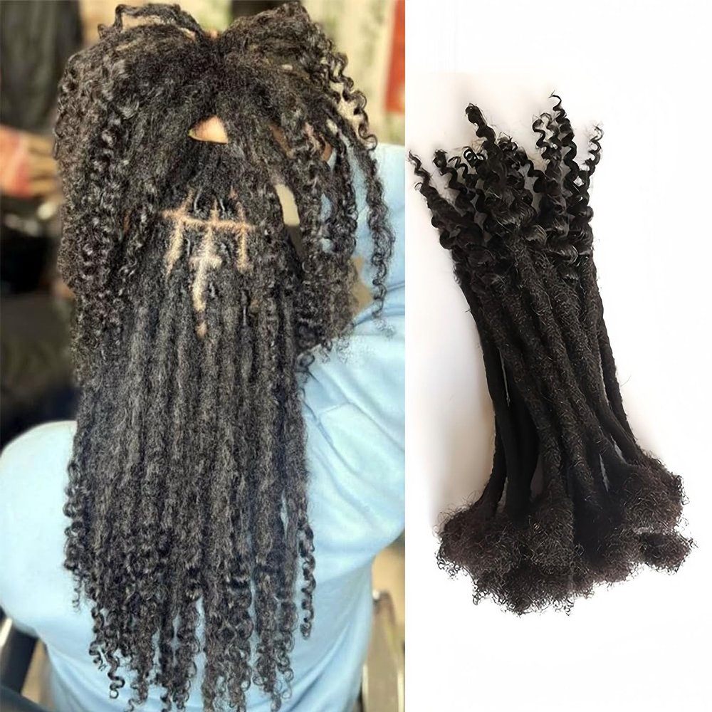 100% Real Human Hair 0.4cm Width 12 Inch Loc extensions 30 Strands per pack Full Handmade Dreadlock Extensions Can be dyed and bleached for Men Women Kids