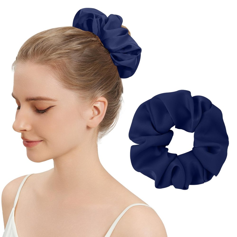 100% Mulberry Silk Scrunchies for Women, Oversized XL Hair Tie for Sleeping, Curly Thick or Thin Hair, No Damage Soft Silk Hair Accessory