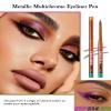 Metallic Multichrome Eyeliner Pencil, Pink Glitter Eyeliner Gel Eye Liner Pencils, Waterproof Smudge-proof Longwear, Multi-Use Sharpenable Colored Eyeliner Eyeshadow Makeup Pen, Delineador De Ojos-03 view 2