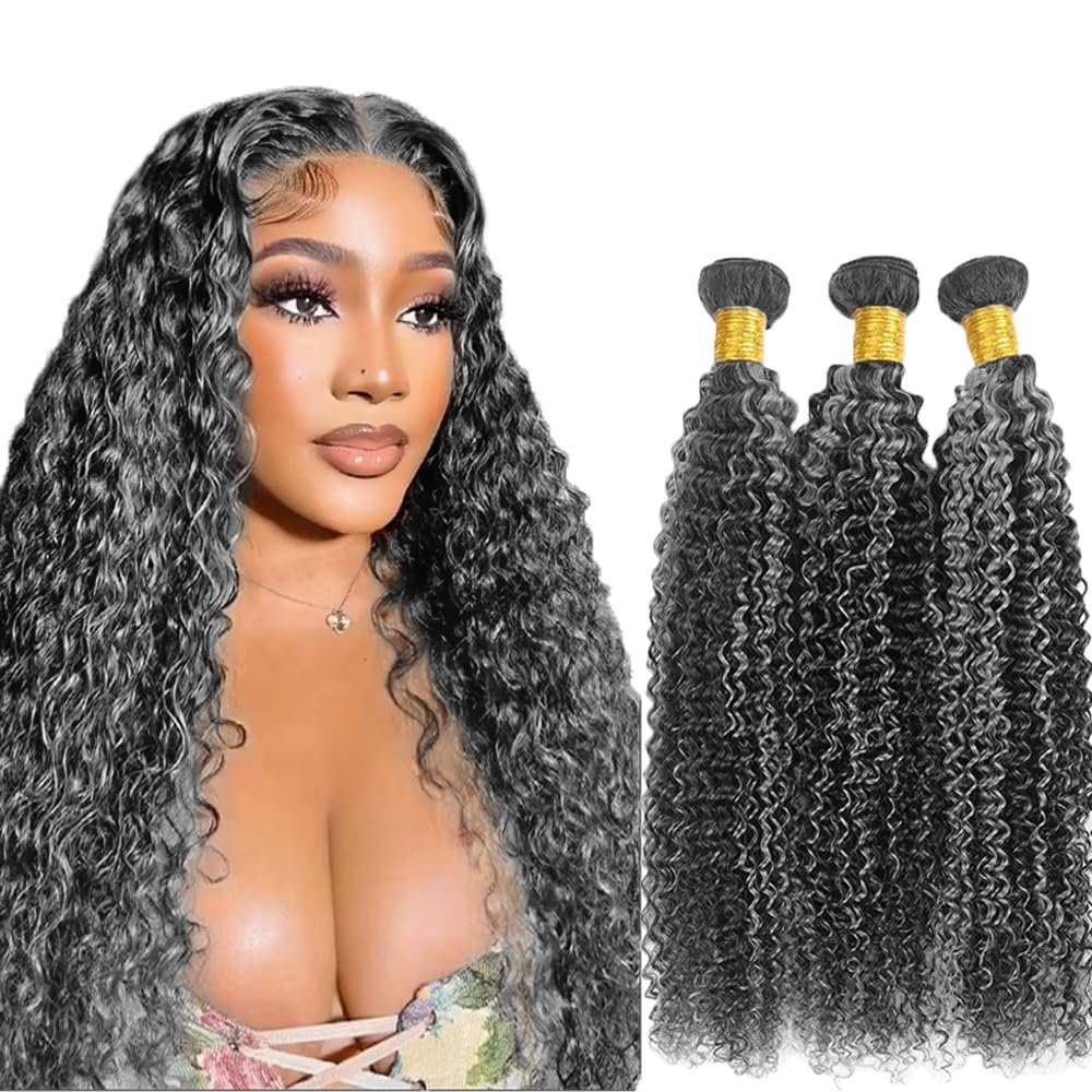 26 28 30 Inch Color P1bgrey Curly Bundles Two Tone Black Mixed With Silver Curly Bundles Highlight Human Hair Brazilian Unprocessed Virgin Hair