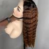 1B/30 Deep Wave Lace Front Wigs Human Hair Pre Plucked Ombre Brown Color Curly Lace Front Wig With Baby Hair Human Hair Invisible 13x4 HD Lace Frontal Glueless Wigs For Women 150% Density view 3