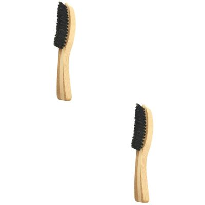 HAPINARY 2pcs Handle Beard Brush Portable Beard Care Accessory for Home Salon Solid Easy to Use Clean Men